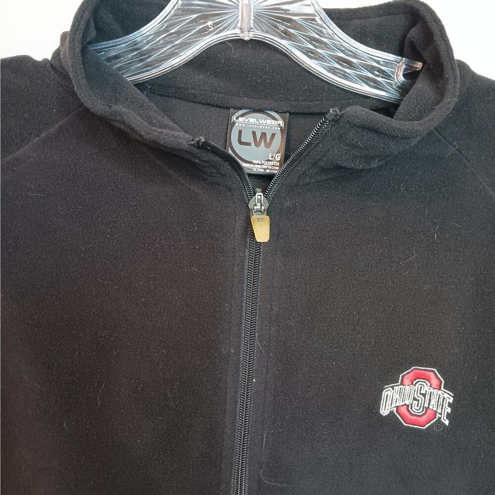 EUC Ohio State Buckeyes Large Black Fleece with 1/3 Zipper Embroidered Emblem - Picture 3 of 5